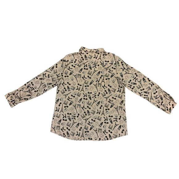 Karl Lagerfeld Paris Printed Button Front Blouse XL - Picture 5 of 10